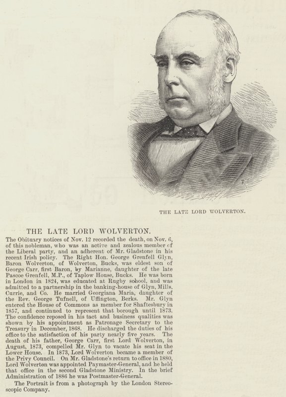 Il defunto Lord Wolverton (incisione) da English School