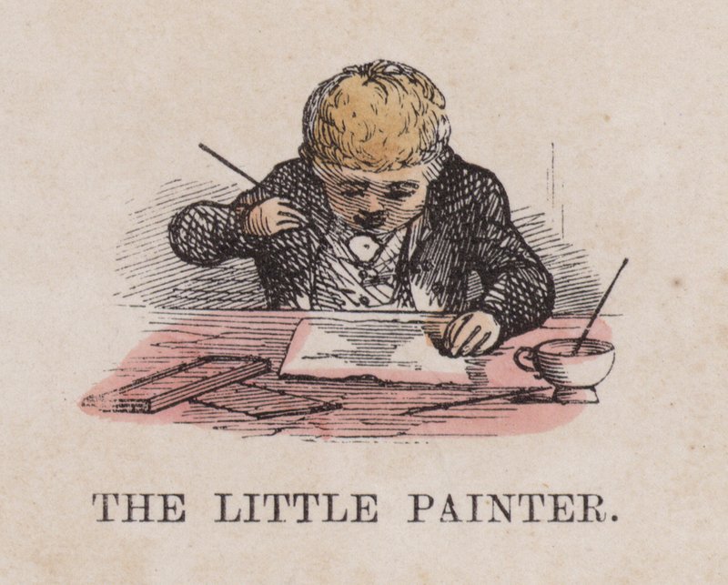 Il piccolo pittore (incisione colorata) da English School