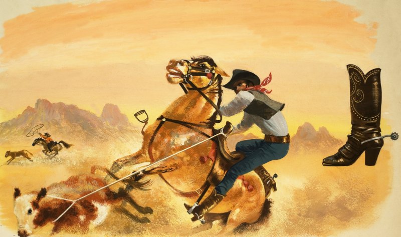Cowboy Non Identificato che Cattura il Bestiame da English School