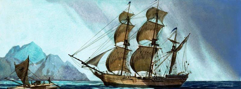 Nave a vela non identificata che si avvicina a un