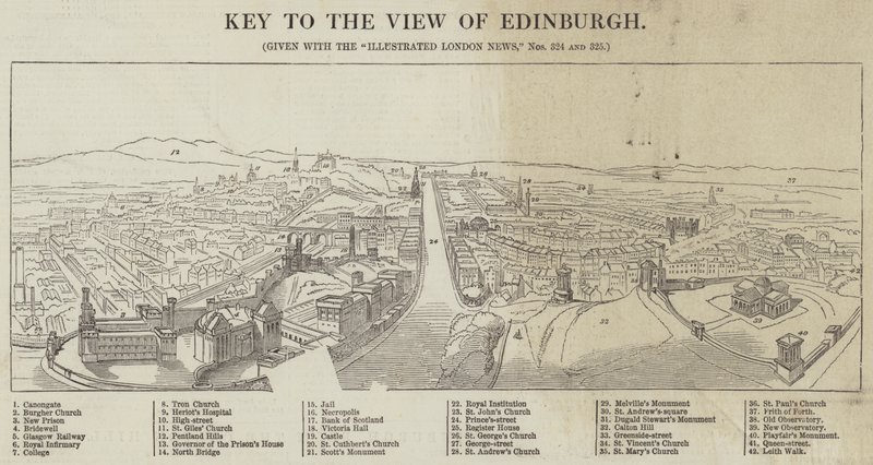 Veduta di Edimburgo (incisione) da English School
