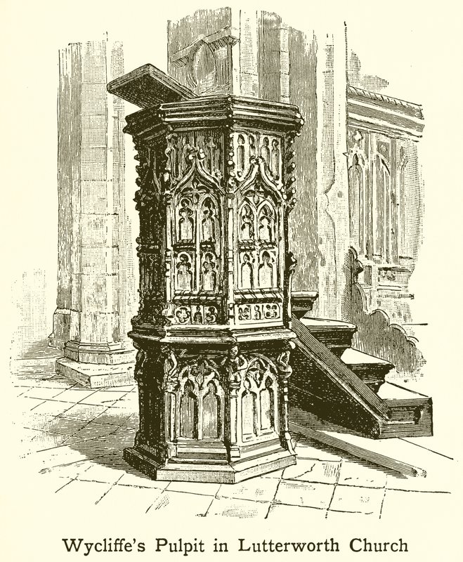 Il pulpito di Wycliffe nella chiesa di Lutterworth da English School