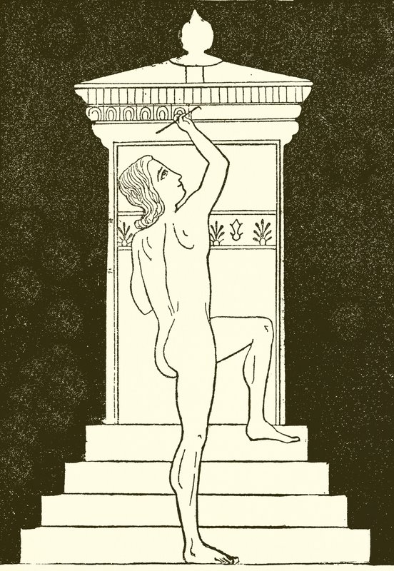 Giovane che dipinge una stele da English School