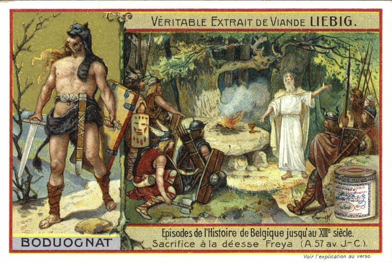 Ritratto di Boduognat, capo dei Nervi, e sacrificio alla dea Freya, 57 a.C. da European School