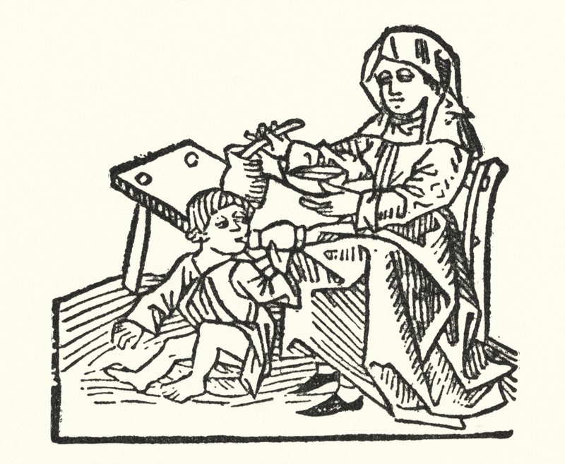 Infermiera e bambino del XV secolo da European School