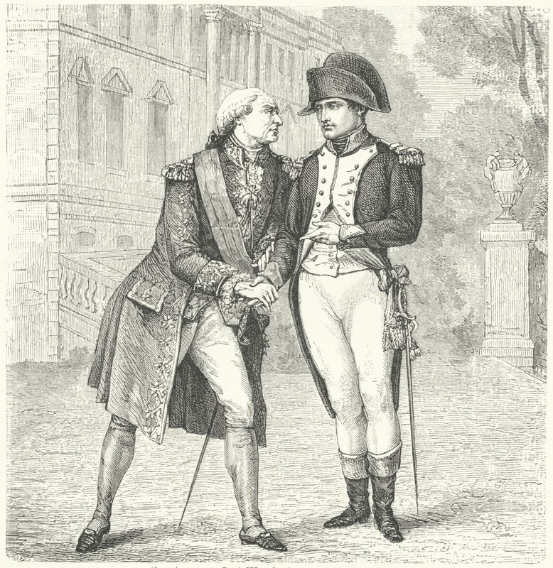 Carlo IV di Spagna con Napoleone (incisione) da European School