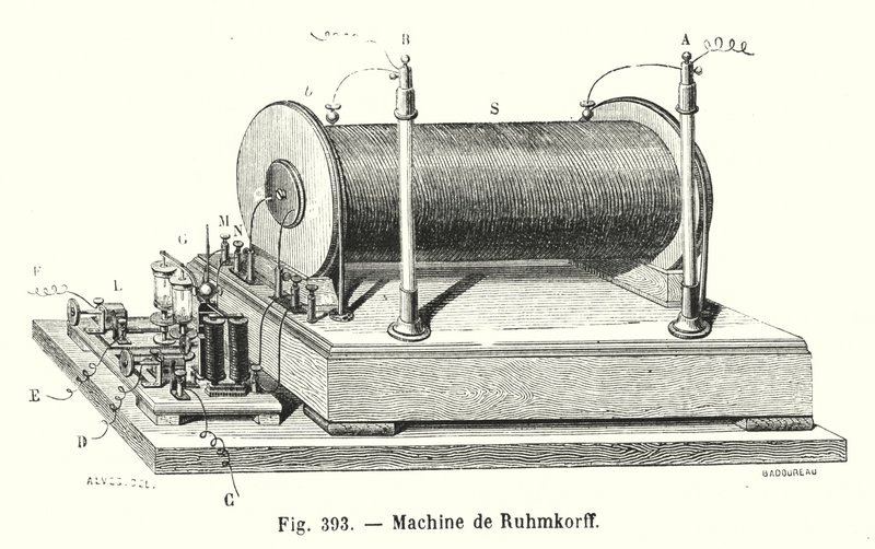 Machine de Ruhmkorff (incisione) da European School