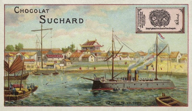 Nave da guerra a Taku, Cina, Ribellione dei Boxer, 1900 da European School