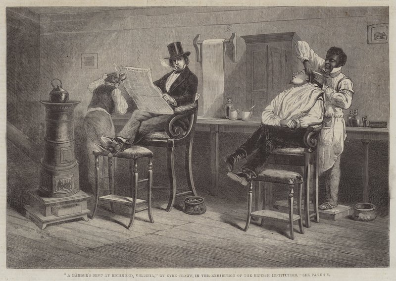 Una bottega da barbiere a Richmond, Virginia da Eyre Crowe