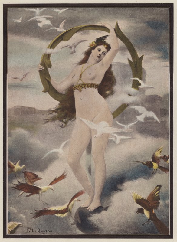 Donna circondata da uccelli da Fernand Le Quesne