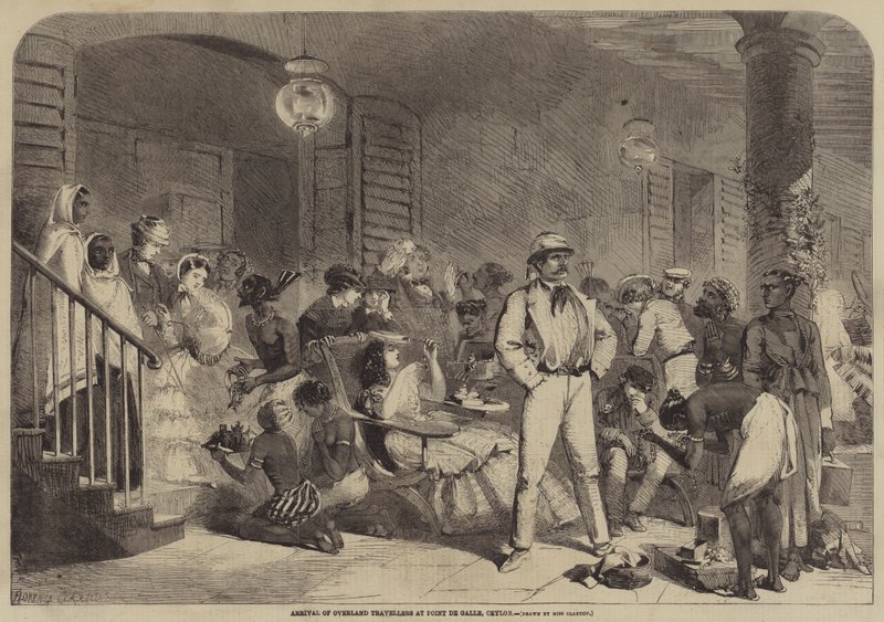 Arrivo dei viaggiatori via terra a Point de Galle, Ceylon da Florence Claxton