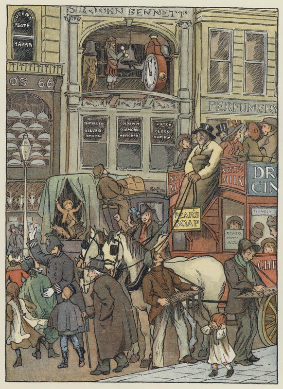 Londra: In Cheapside (litografia a colori) da Francis Donkin Bedford
