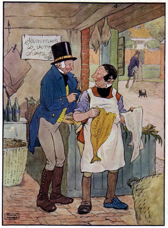 Tre allegri pescatori (litografia a colori) da Frank Adams