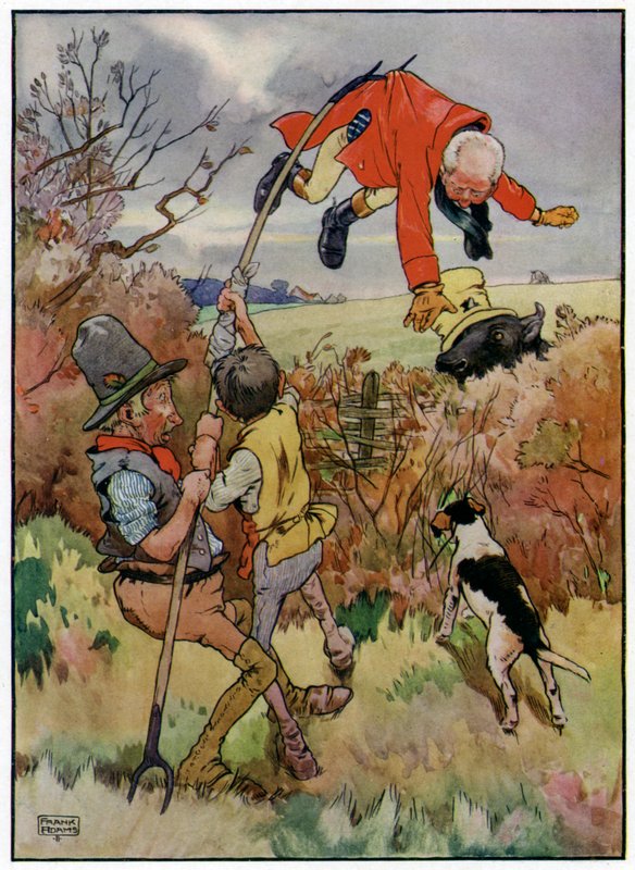 Tre allegri cacciatori (litografia a colori) da Frank Adams