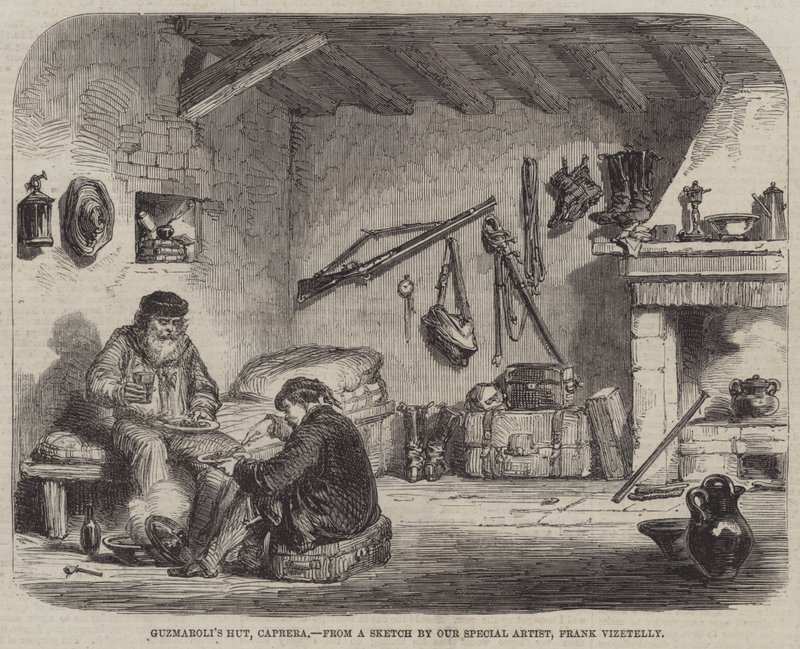 Capanna di Guzmaroli, Caprera da Frank Vizetelly