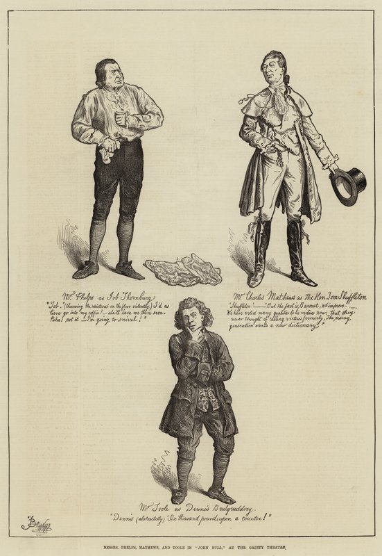 Messers Phelps, Mathews e Toole in John Bull, al Gaiety Theatre da Frederick Barnard