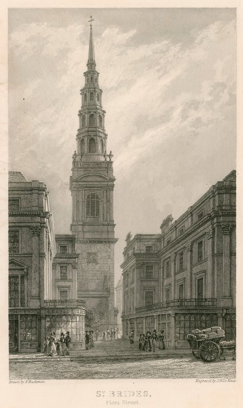 Chiesa di St Bride, Fleet Street, Londra da Frederick Mackenzie