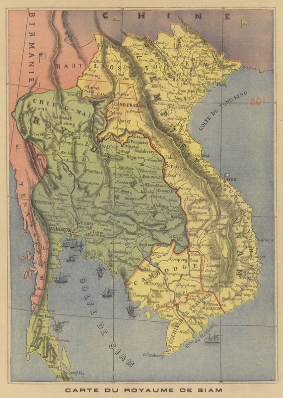 Mappa del Regno del Siam da French School