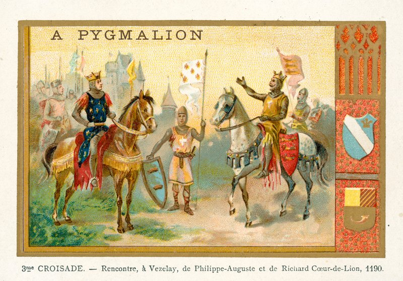 Incontro di Filippo Augusto e Riccardo Cuor di Leone a Vézelay, 3ª Crociata, 1190 da French School