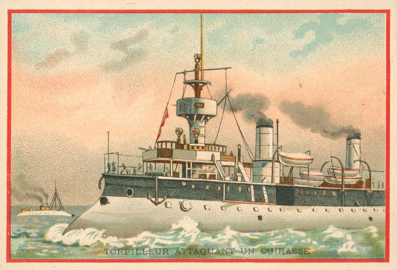 Torpediniera che attacca una corazzata da French School
