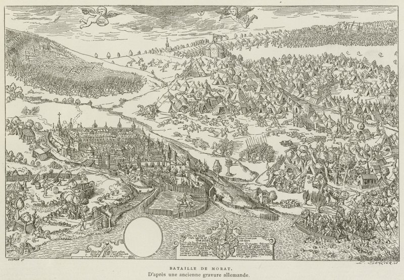 Battaglia di Morat (incisione) da French School
