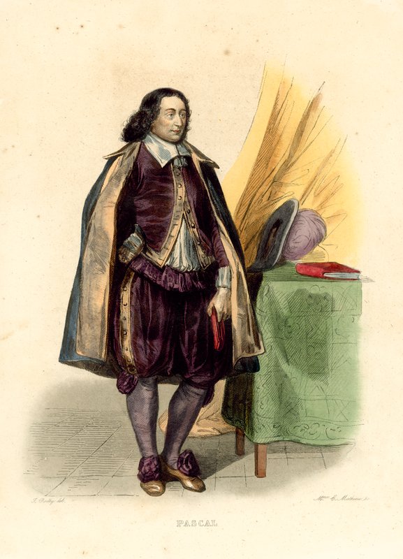 Blaise Pascal (incisione colorata) da French School
