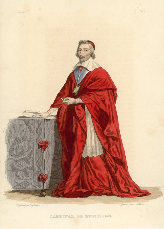 Cardinale de Richelieu (incisione colorata) da French School