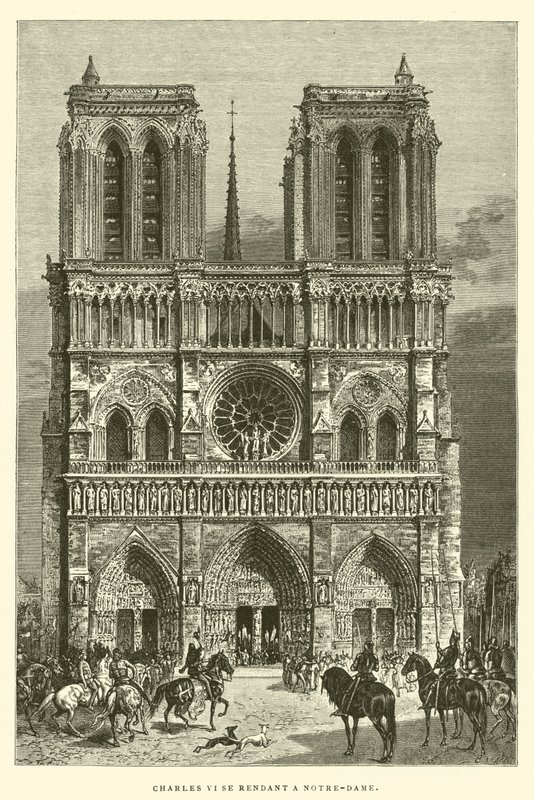 Carlo VI si reca a Notre-Dame (incisione) da French School