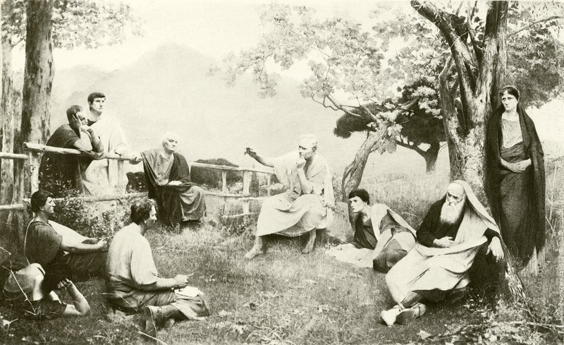 Cicerone a Tusculum (incisione) da French School