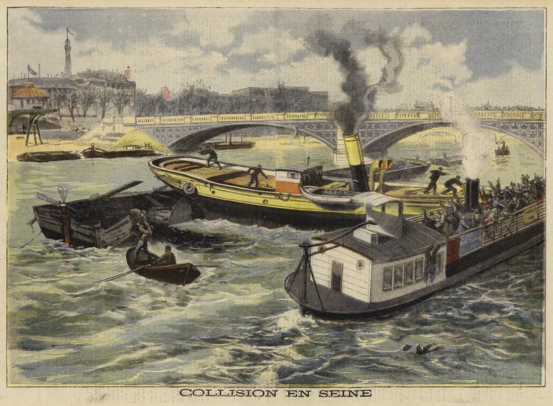 Collisione sulla Senna, Parigi, 1897 da French School