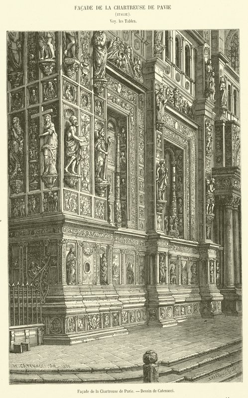 Facciata della Certosa di Pavia da French School