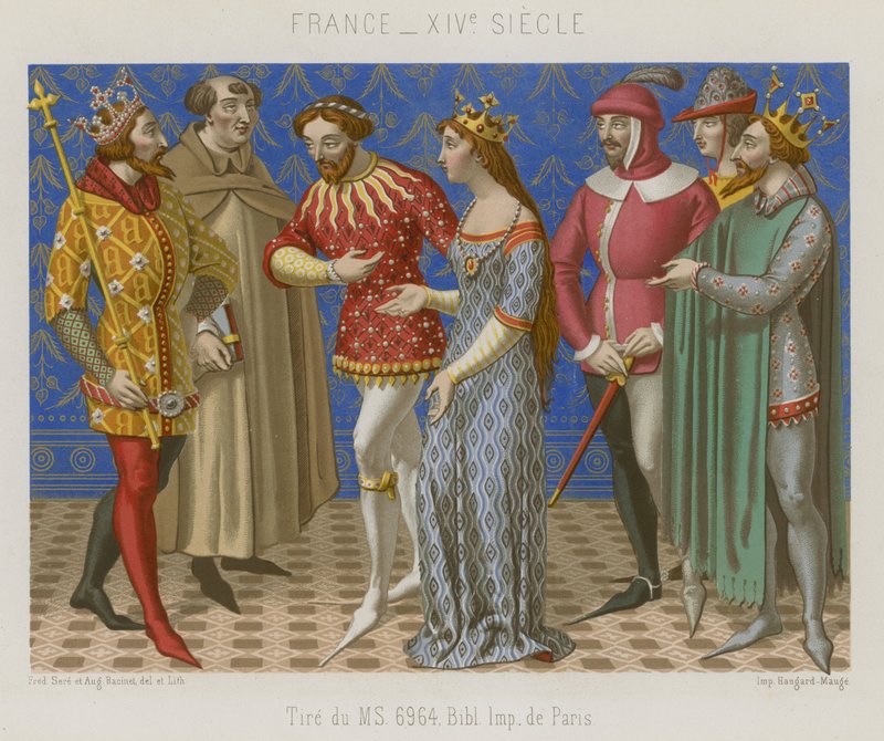 Figure in abiti francesi del XIV secolo da French School