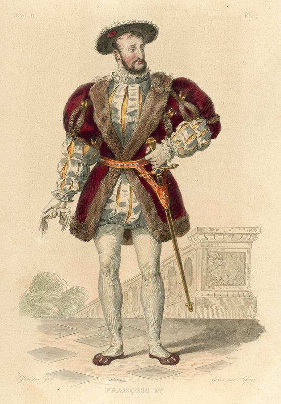 Francois Premier (incisione colorata) da French School