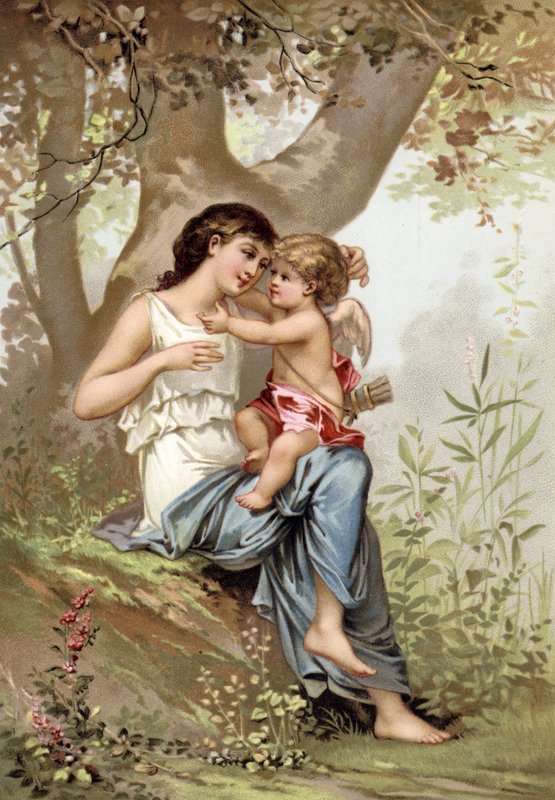 Ragazza, possibilmente Venere, con Cupido da French School