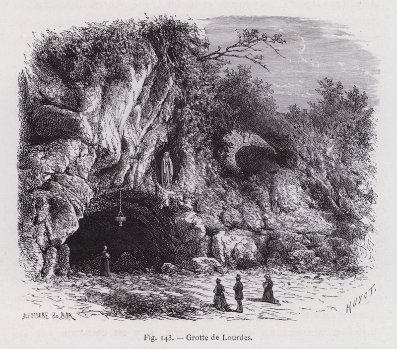 Grotta di Lourdes (incisione) da French School
