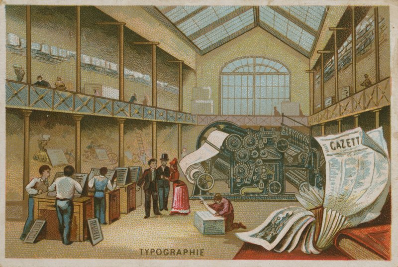 Interno di una tipografia da French School