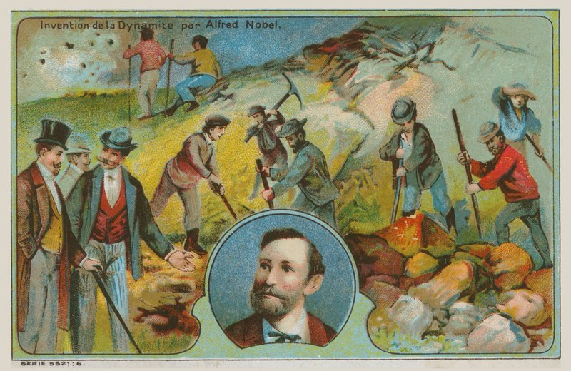Invenzione della dinamite da parte di Alfred Nobel da French School