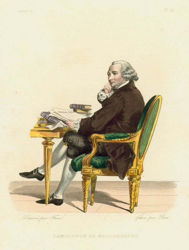 Lamoignon de Malesherbes (incisione colorata) da French School