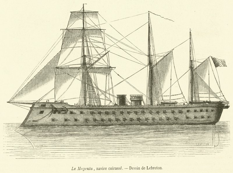 Le Magenta, nave corazzata (incisione) da French School