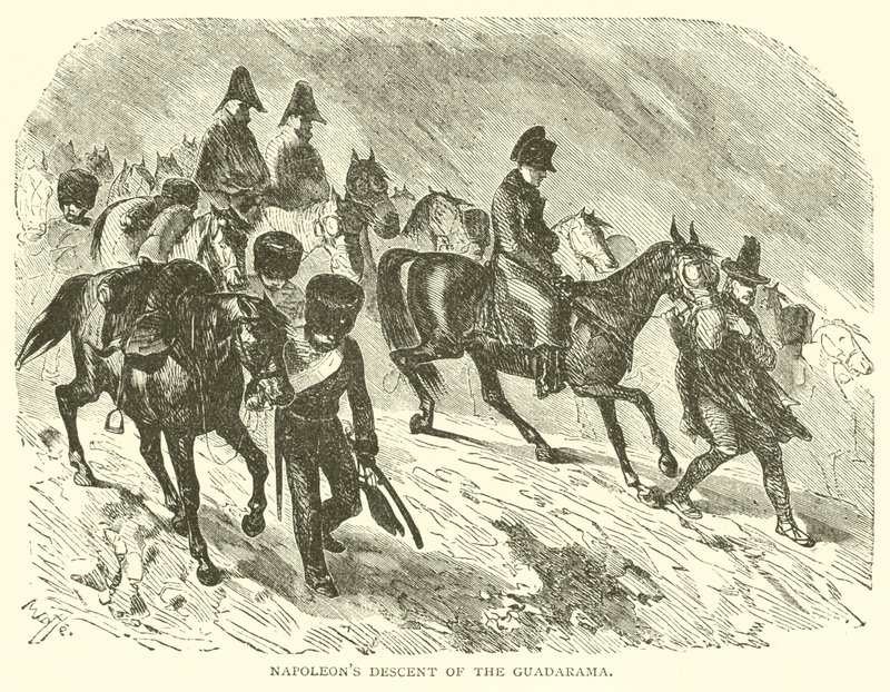 La discesa di Napoleone dal Guadarama (incisione) da French School