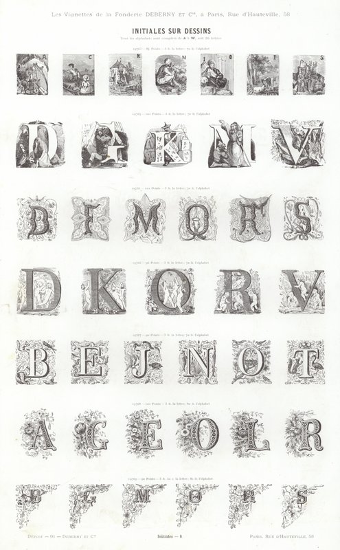 Pagina da Vignettes Typographiques (incisione) da French School