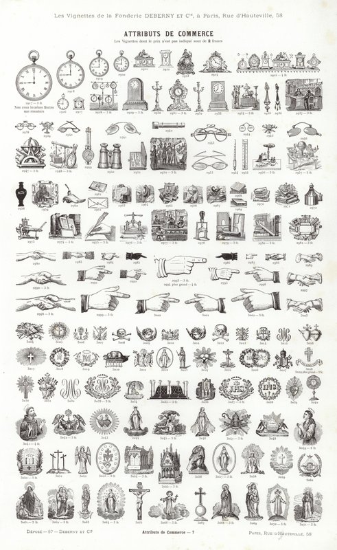 Pagina da Vignettes Typographiques (incisione) da French School