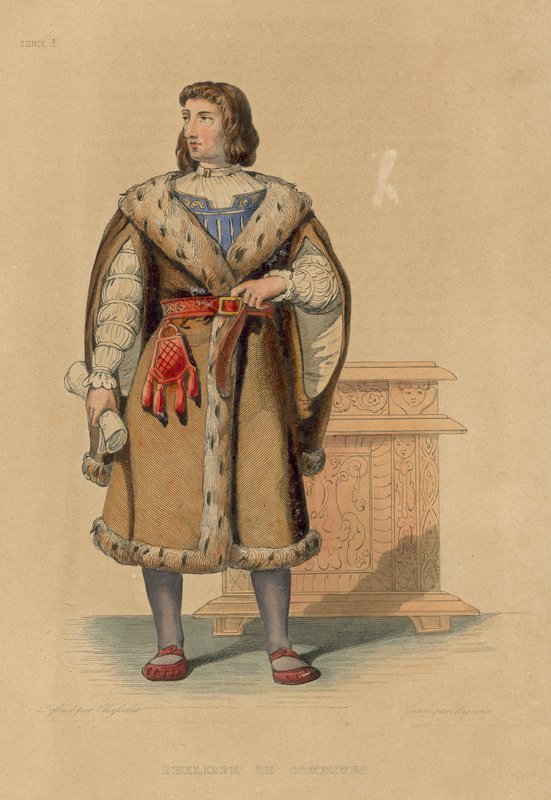 Philippe de Commines (incisione colorata) da French School