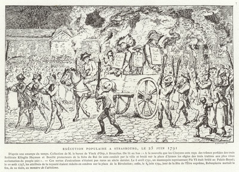 Esecuzione popolare a Strasburgo, 25 giugno 1791 da French School