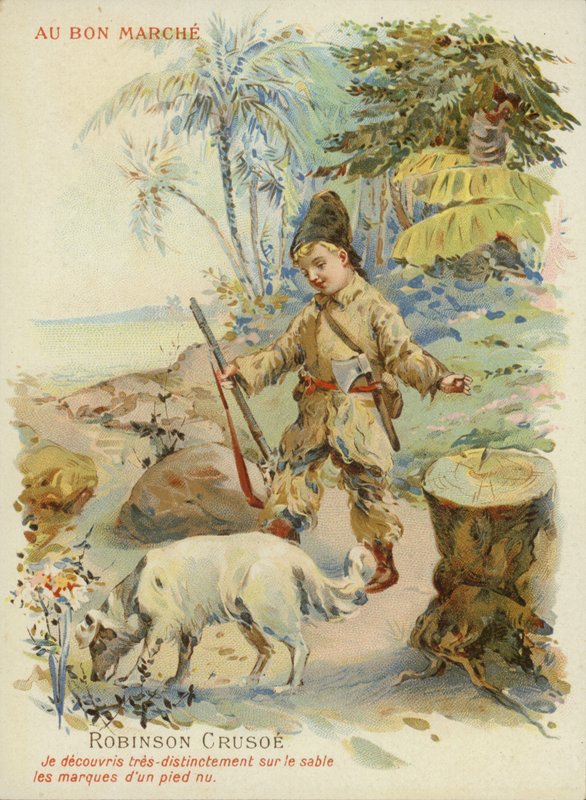 Robinson Crusoe con cane da French School