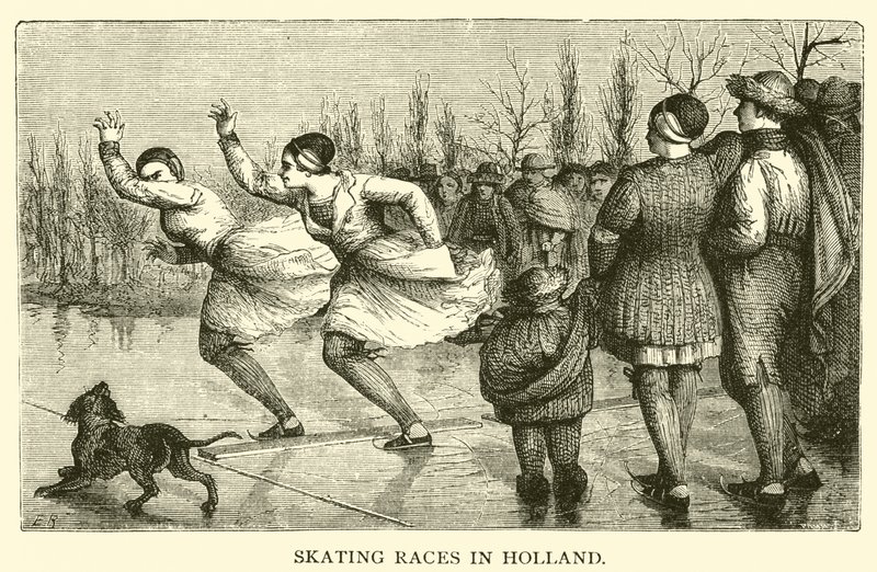 Gare di pattinaggio in Olanda (incisione) da French School