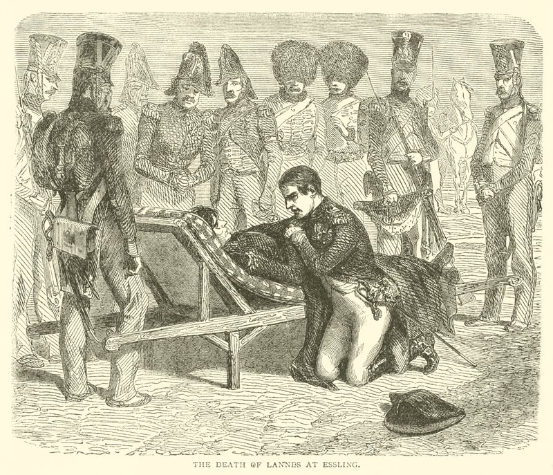 La morte di Lannes a Essling (incisione) da French School