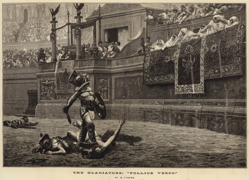 I Gladiatori, "Pollice Verso" (incisione) da French School
