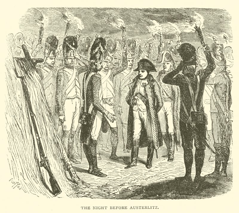 La notte prima di Austerlitz (incisione) da French School