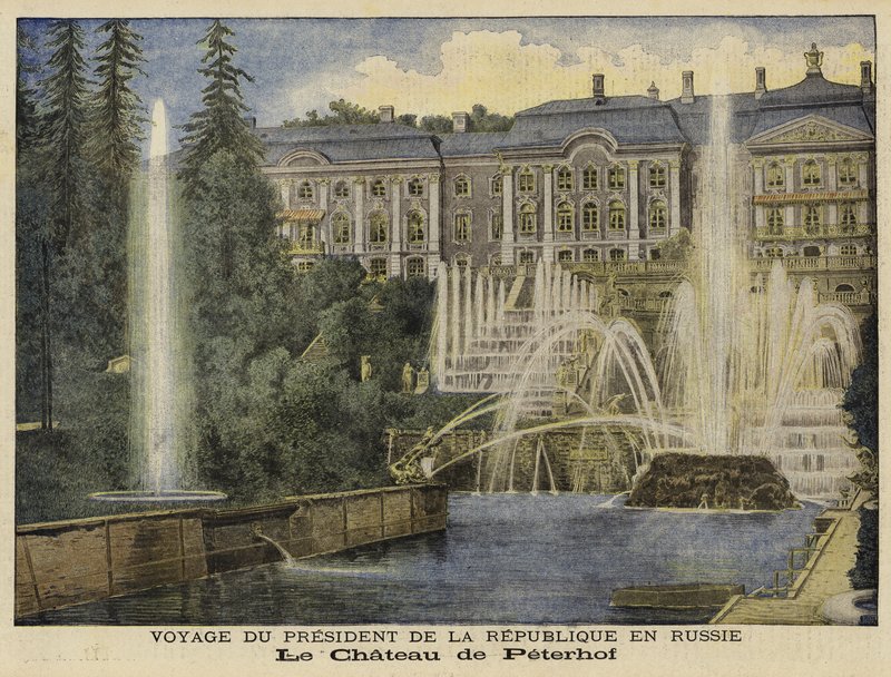 Il Palazzo di Peterhof, San Pietroburgo, Russia da French School